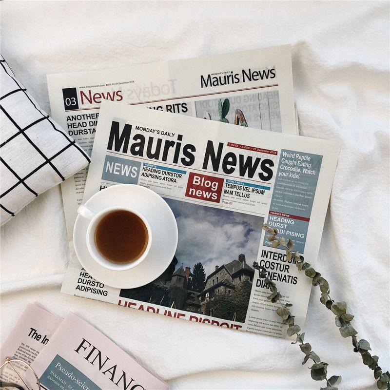 2pcs English Newspaper Vintage Style Photography Background Shooting Props