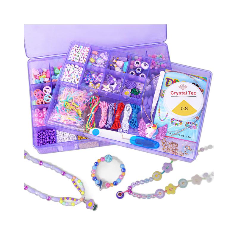 Children's DIY Beaded Bracelet Kit - Handmade Jewelry Set with Stringing Beads & Accessories