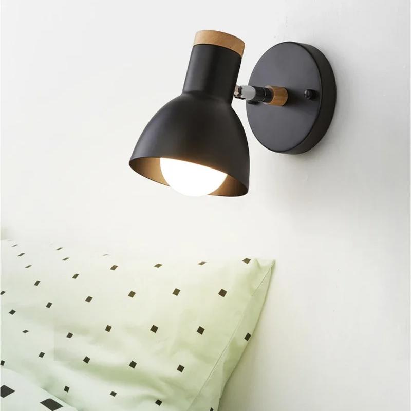 Nordic LED Wall Sconce Minimalist Iron with Switch E27 Wall Lamp For Bedroom Bedside Study Office Indoor Illumination Fixtures
