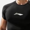 Li-Ning Plain Logo Round Neck Pullover Short Sleeve Fitness Shirt Men tops Black AUDU049-1