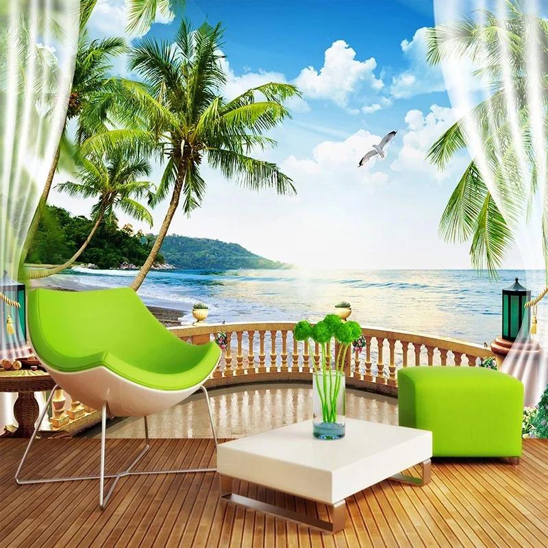 3d Sea Landscape Wallpaper Balcony Murals Living Room Tv Dining Room Home Decor 3d Wall Murals