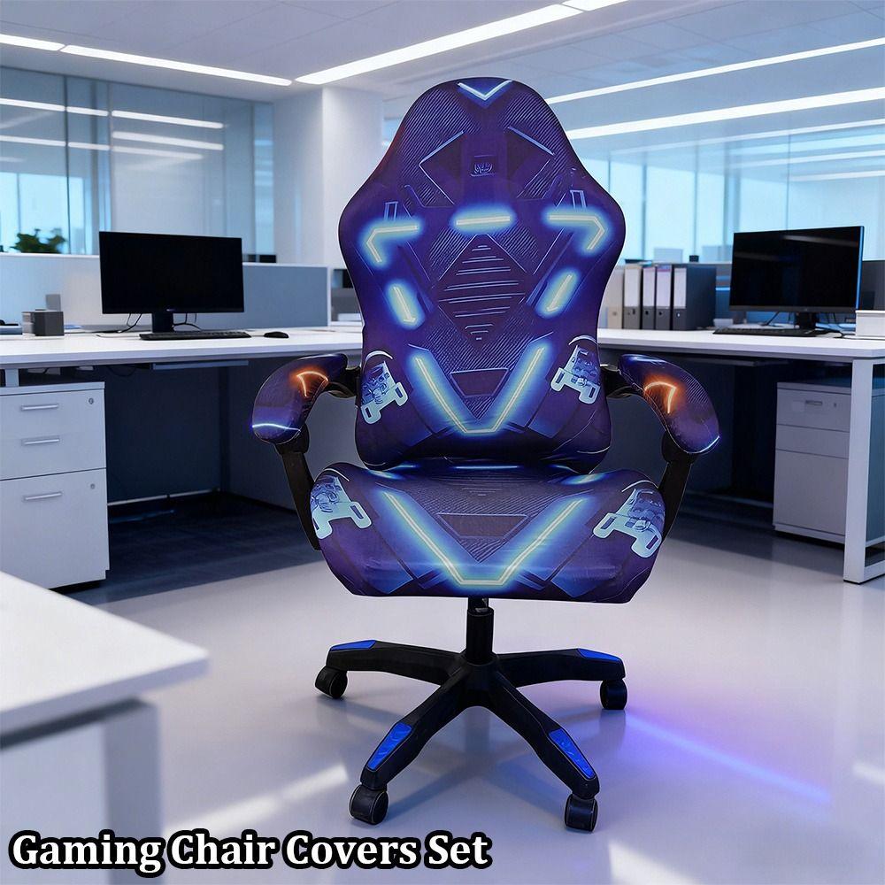 Breathable Slipcovers Stretchy Chair Cover Set Fashion Gaming Chair Covers  for Office Home