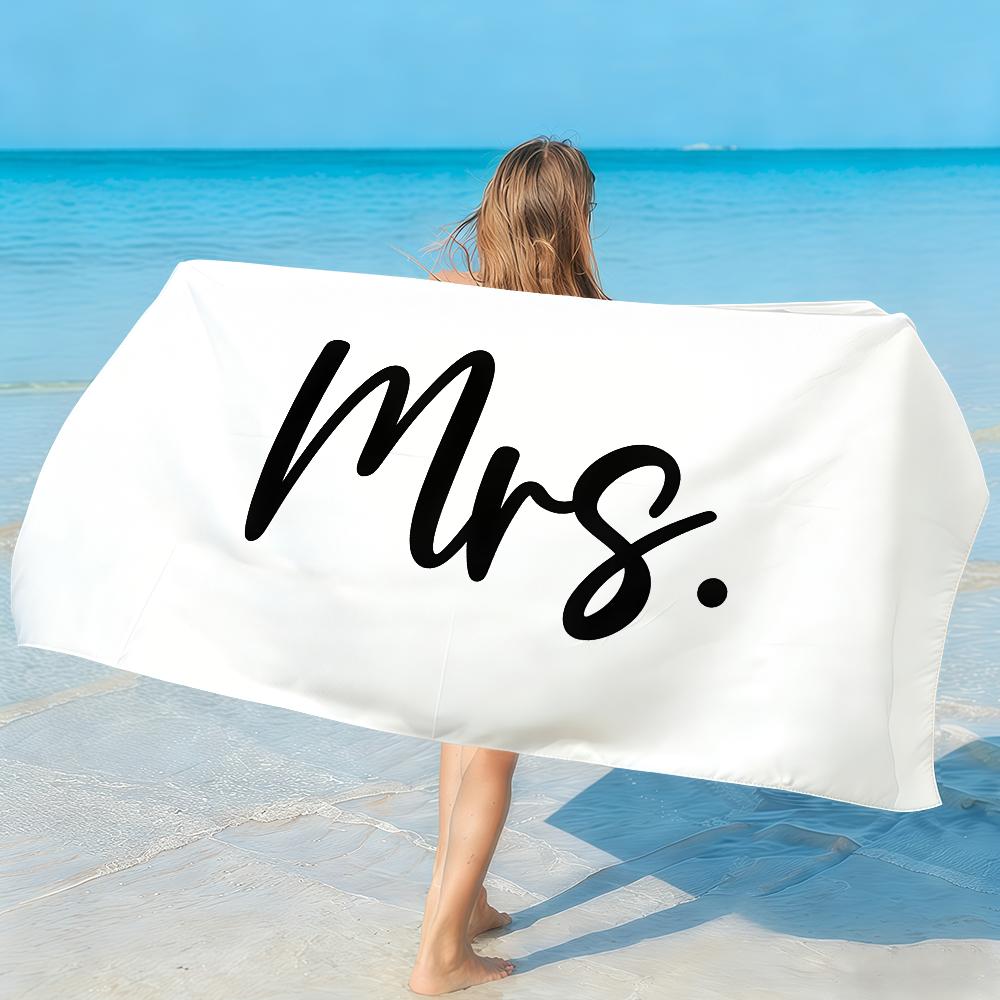 Mr. & Mrs. Print Towel Quick Drying Beach Towels Are Suitable For Swimming Pools Camping Yoga And The Gym