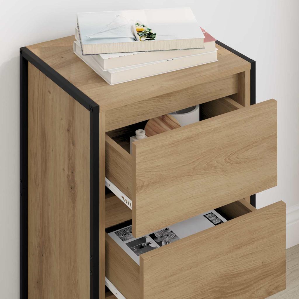 Sideboard Rustic Oak Style 42 x 36 x 75.5 cm Engineered Wood