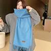 New Korean version of solid color scarf shawl dual-purpose women's winter thickened warm imitation cashmere scarf student versatile