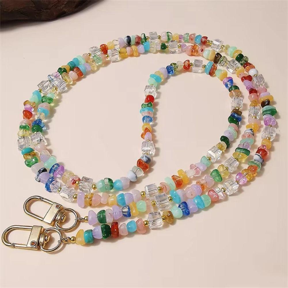 Stone Gem Mobile Phone Straps Stylish Cute Beads Phone Chain Long Phone Lanyard Phone Accessories