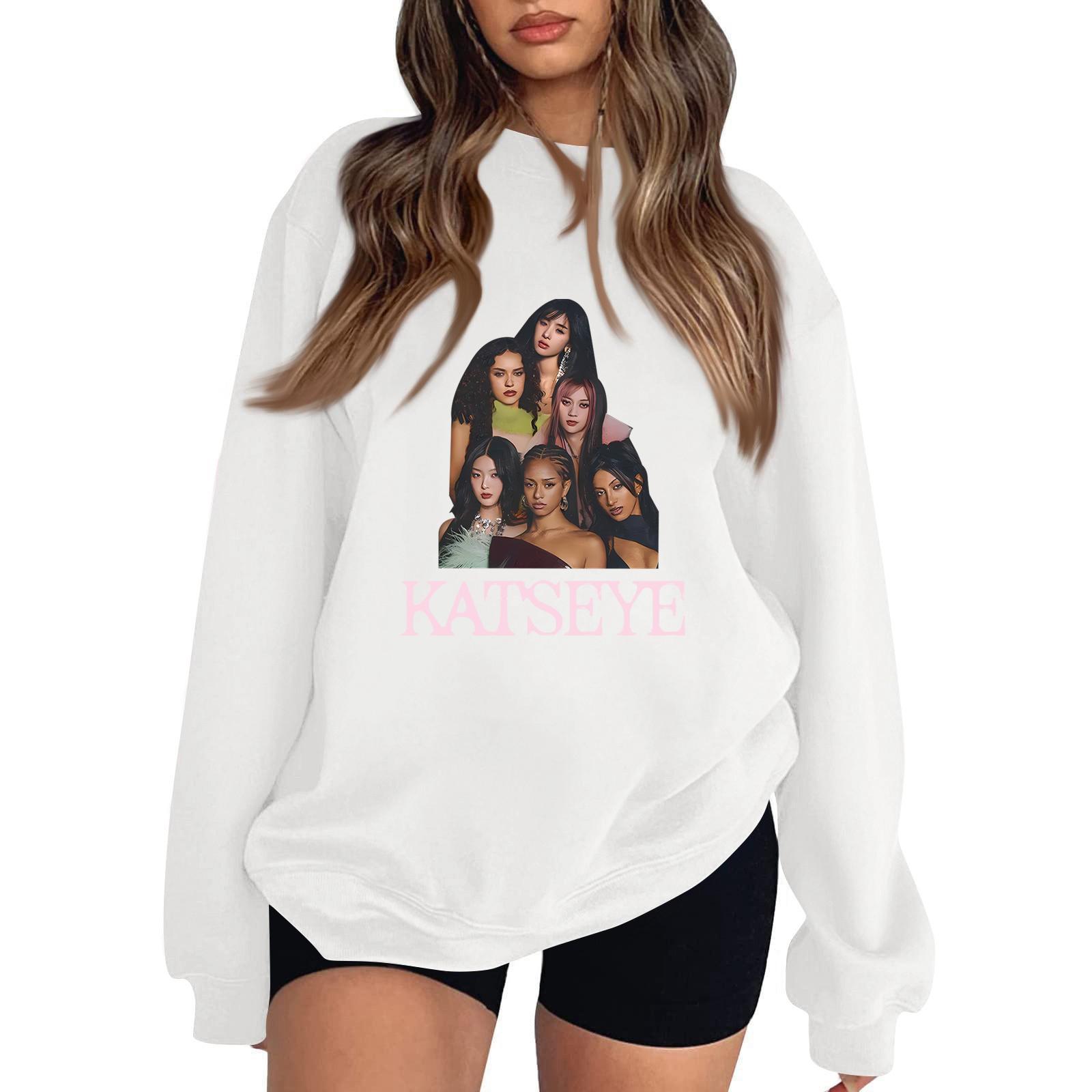 

Женский модный и повседневный свитшот с длинным рукавом, круглым вырезом и принтом XL белый