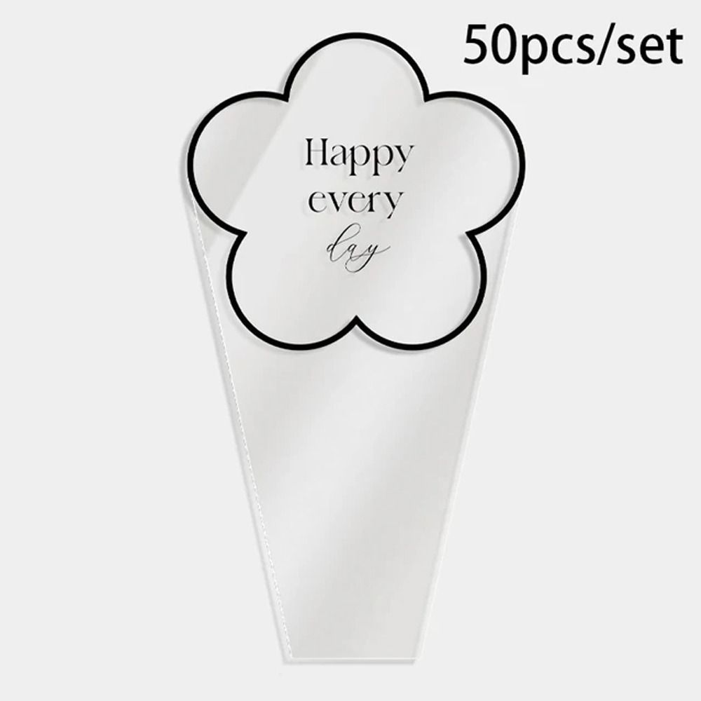 50pcs Transparent Flowers Packaging Plastic Bags Portable Bouquet Wrapping Paper Florist