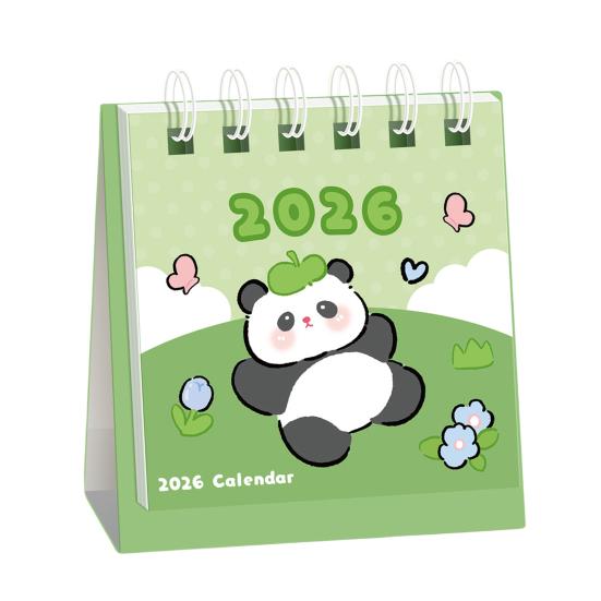 2026 Mini Tischkalender Kawaii Delfin Bär Katze Bilder Bürodeko mit Spiralbindung