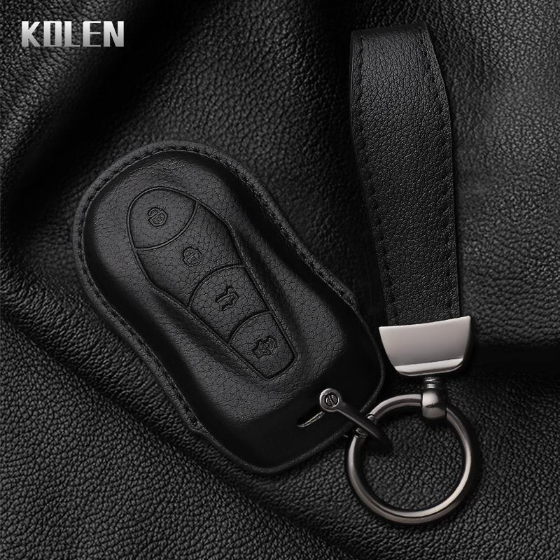 Leather Car Key Case Cover Shell For Geely Azkarra Tugella Fy11 Atlas Pro New Emgrand Gs X6 Suv Ec7 Protected Fob Bag