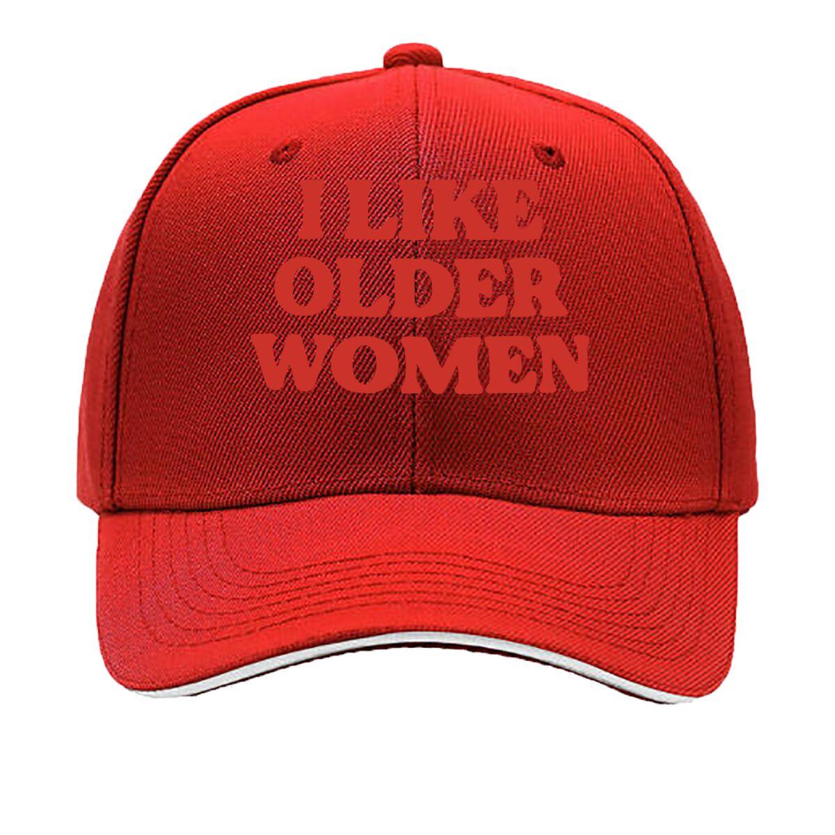 MAKEFGE I LIKE OLDER Women Breathable Back Adjustable Fit MultiColor Options for Outdoor Cam Sandwich Baseball Cap One Size