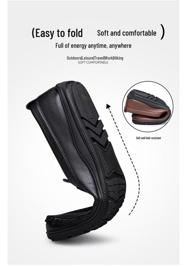 Breathable Slip-On Soft-Soled Casual Leather Shoes for Elderly Men 