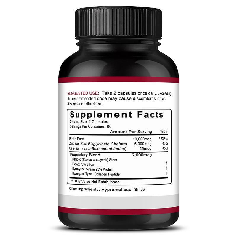 Dietary Supplement With Biotin Pure, Zinc, Selenium, Hydrolyzed Keratin 95% Protein