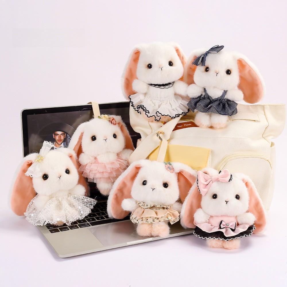 Plush Bunny Keychain With Bow Dress For Kids Gift And Bag Decor