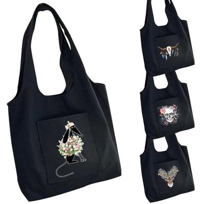 Faltbare Damentasche, Einkaufstasche, Reisetasche, Canvas-Tasche, Messenger-Schultertasche, bedruckte Einkaufstasche, Lebensmittel-Aufbewahrungstaschen für Damen