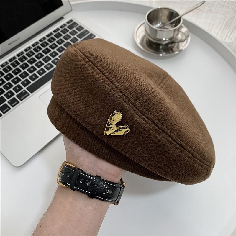 Modern Woolen Beret Hat For Women Winter Large Head English Painter Cap
