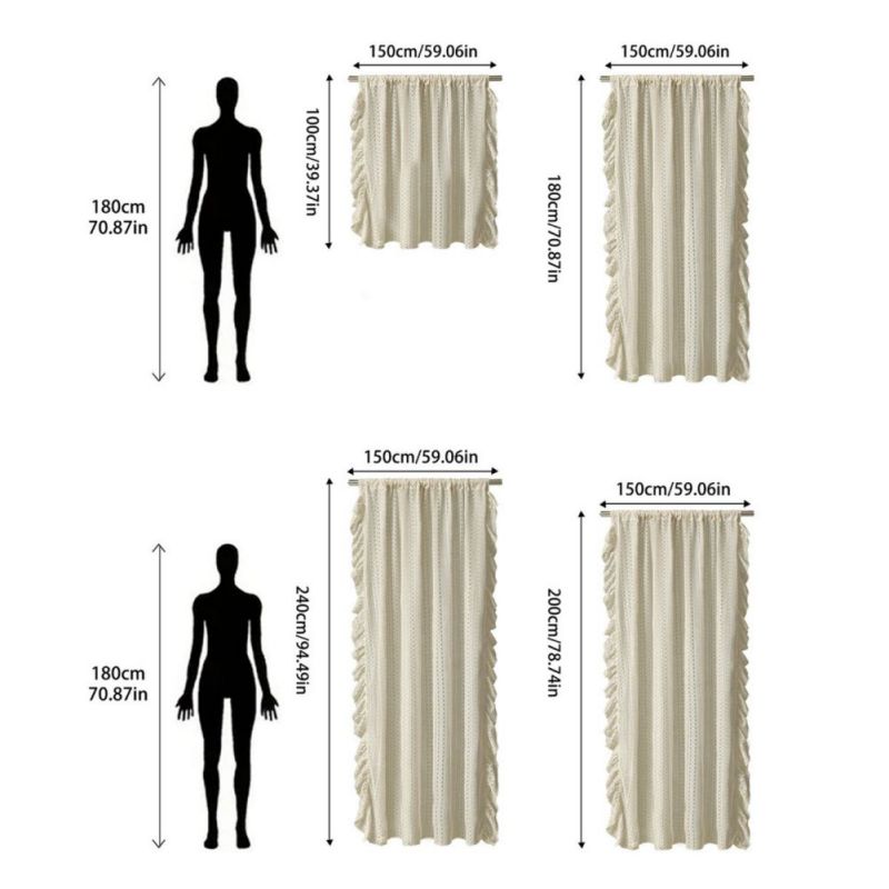 2pcs Perforated Light-filtering Curtains Translucent Gauze Lace Curtains