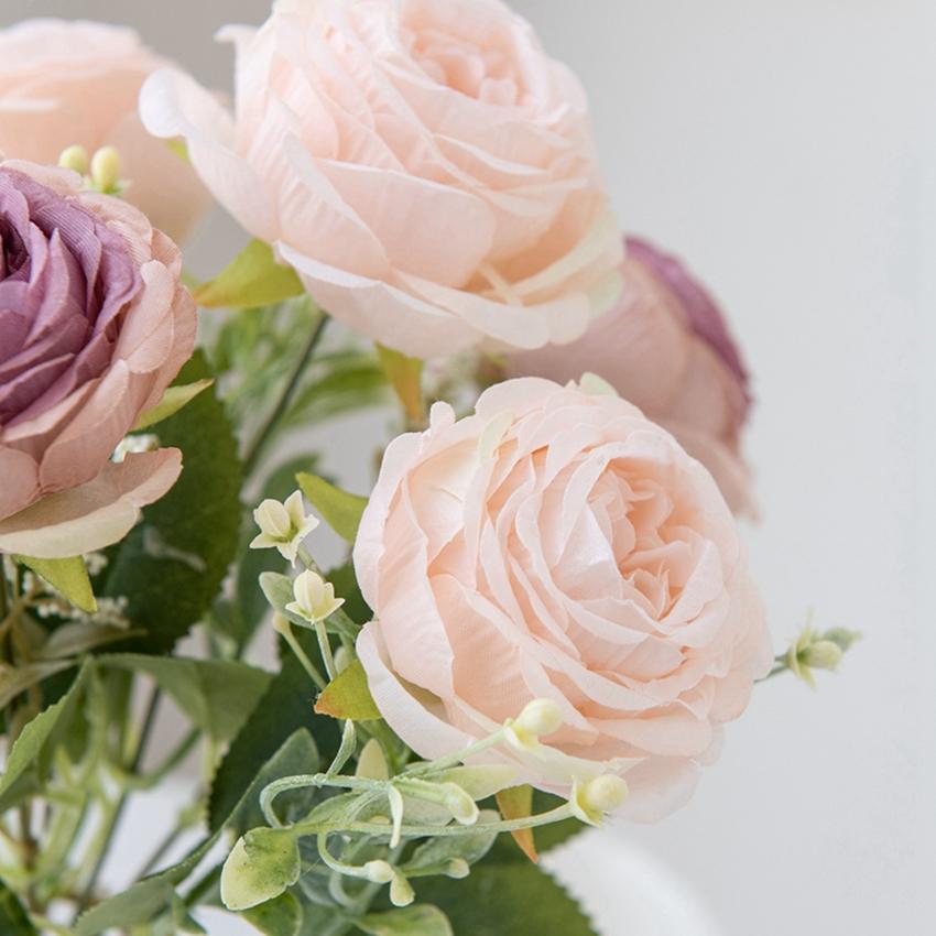 5 Heads peony Artificial flowers for Home Floral Arrangement Decoration Festival Garlands vase Wedding outdoor arch accessories