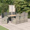 VidaXL 9-piece Garden Dining Set Grey Cushions Wicker, Dining Set 3157590