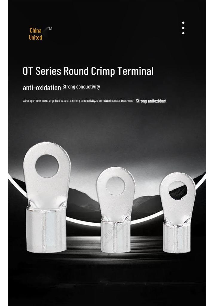 Central Connection OT Copper Wire Lug 1-25 sq. mm Cold Crimp Round Terminal O-Type Purple 