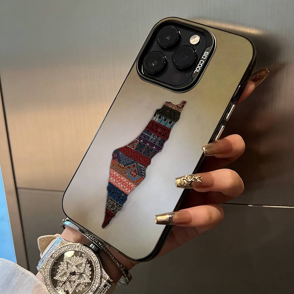 

P-Pakistan -map -pattern For iPhone 17 16 15 14 13 12 11 Pro Max XS 17 Air Silicone Colored Silver Bumper Cover iPhone16ProMax