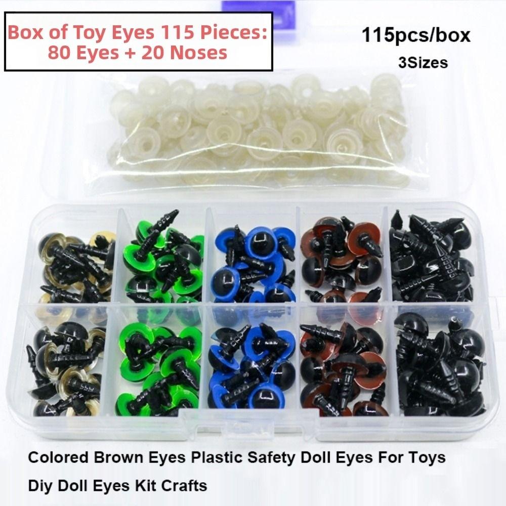 115pcs/box Round Shape Plastic Safety Screw Eyes 3 Sizes Doll Bear Toys For Toys