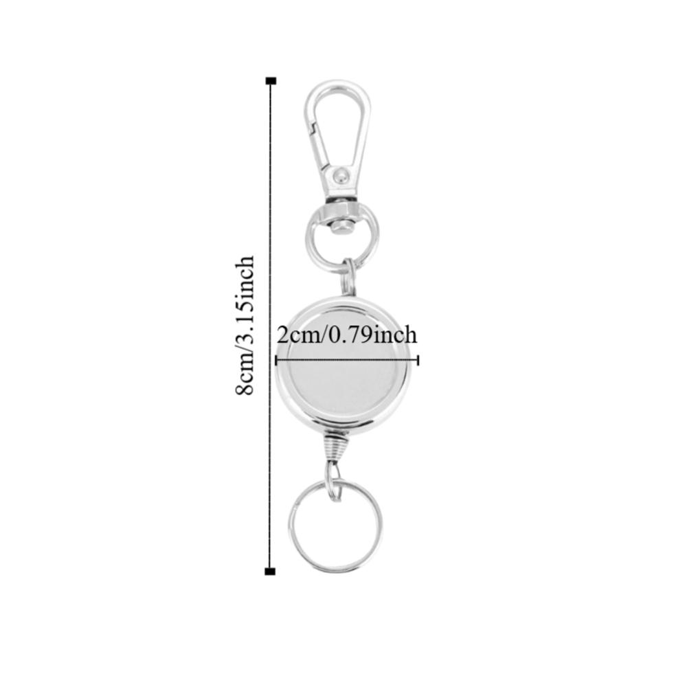 2 Pcs Metal Anti Theft Key Buckle High Resilience Stretch Nylon Locking Mechanism Retractable Key Chain Key Ring Reel