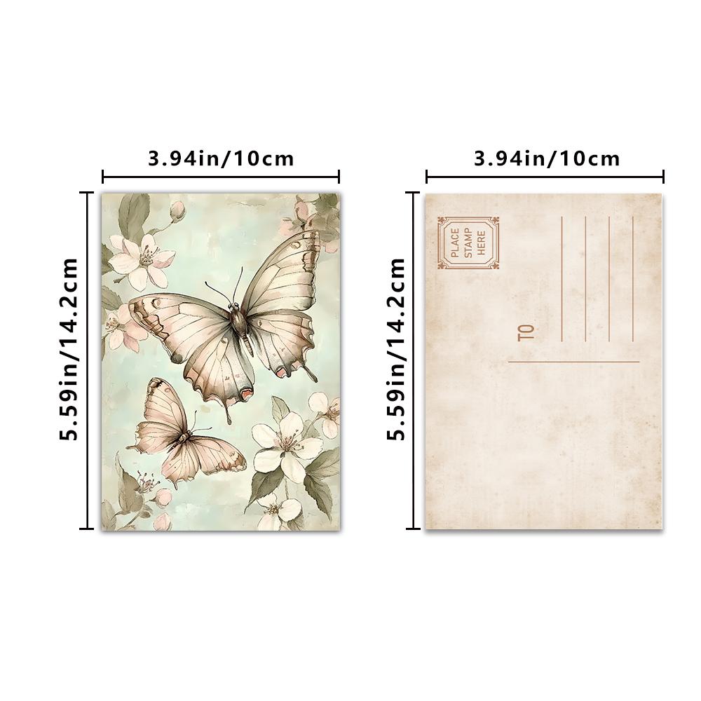 32 Stück, Vintage Heilende Blumenpostkarten, Raumdekor-Aufkleber, Broschürenmaterialien, Andenken, Sammlerstücke und zum Versenden