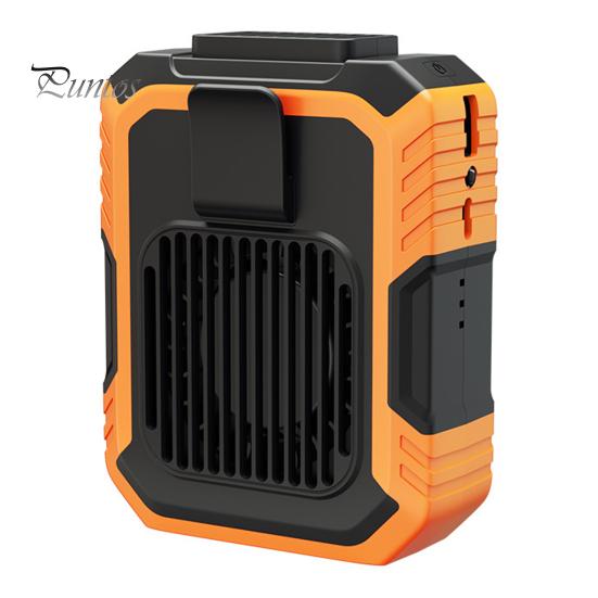 

Мощный охлаждающий вентилятор с 3 скоростями Перезаряжаемый портативный носимый персональный пристегивающийся на ремень вентилятор с подсветкой оранжевый