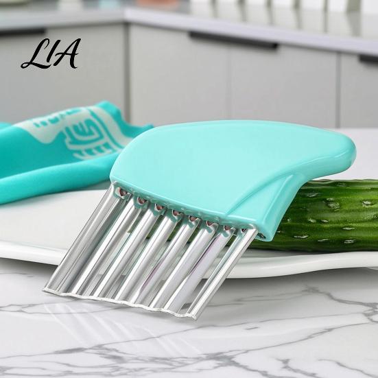 Hausgemachter Pommes Frites Schneider Edelstahl Kartoffelschneider, Wellige Klinge Pommes Frites Slicer, Manuell Wellenförmig für Salat Energieeinsparung Zerkleinerer Küche