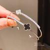 Copper Zircon Flower Double Layer Open Bracelet For Elegant Fashion Accessories