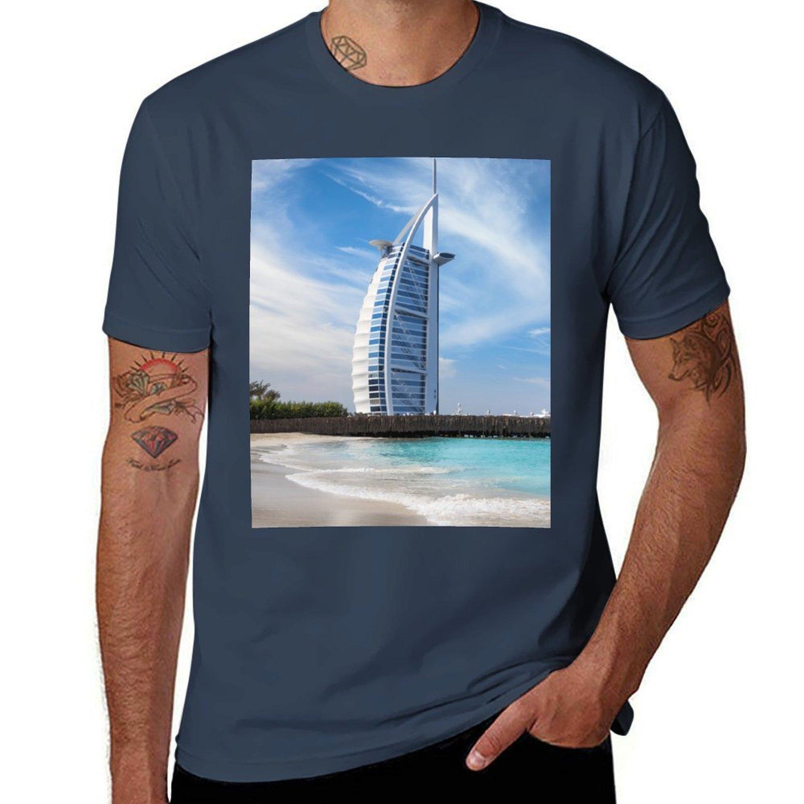 Футболка Бурдж аль-Араб Дубай t shirt для мужчины 100 процентов хлопок аниме футболки для мужчины T-Shirt S