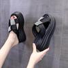 Fashion High-Heeled Shoes Lady Woman's Slippers Glitter Slides Fashion Low Platform On A Wedge 2025 Jelly Luxury Summer Soft Rome Crysta