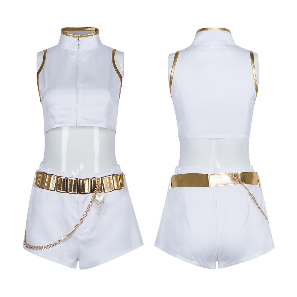 Dämonenjäger Cosplay Anzug K-Pop Koreanische Girl Group Rumi Weiß Spielendes Song Kostüm Bühnenperformance Cosplay Anzug