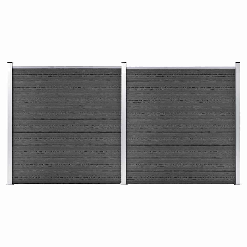 Fence Element Set WPC 353x186 Cm Black