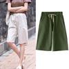 Pantaloni Scurți Femei Vară Ușori cu Talie Înaltă cu Picior Larg Casual Lungime Medie Picior Drept Mărimi Mari Talie Elastică Pantaloni Treisfert pentru Femei