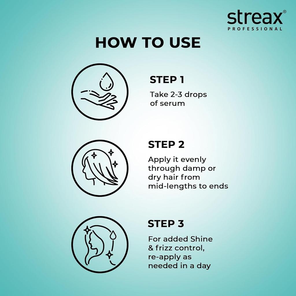 Streax Professionelles Vitariche Gloss Haarserum 75ml 1er-Pack für frizzfreies, glänzendes, geschmeidiges Haar
