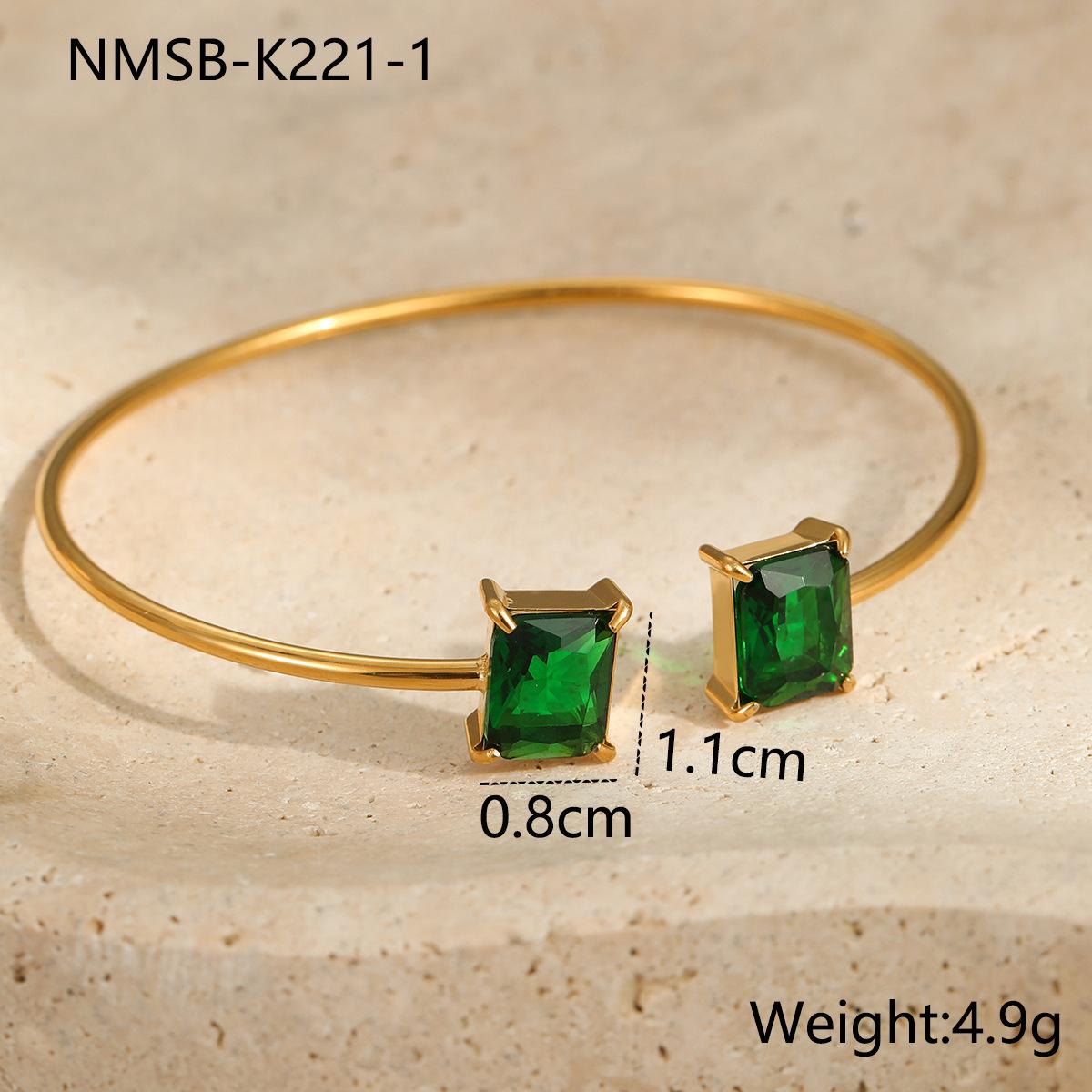GEMCHIC Women s Fashion Square Cubic Zirconia Stainless Steel Bangle Bracelet 18K Gold Plated Light Luxury Jewelry