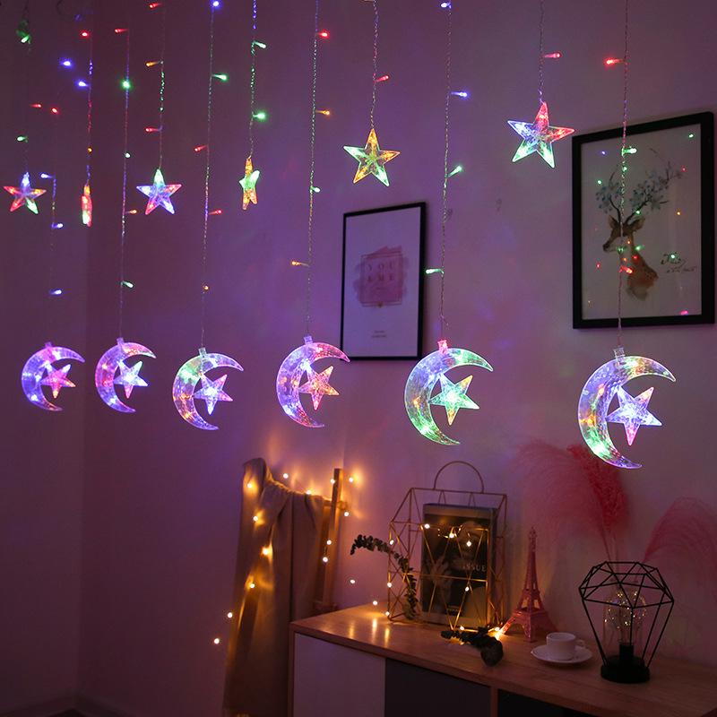LED Mond Umarmung Stern Vorhang Licht Ins Raum Dekoration Licht Stern Mond Licht String Farbe Licht Weihnachten Licht