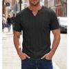 Mens Summer Casual Breathable Solid V Neck Short Sleeve Plus Size Loose T Shirt