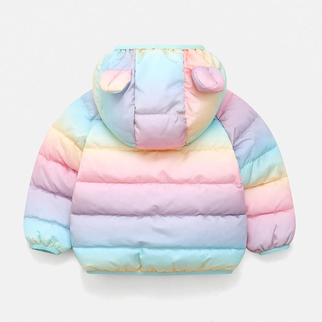 QOOLY Down Winter Padded Hooded Thick Coat for Cute Outerwear for Rainbow Size 100 Kids' Coat, Jacket, Girls, Toddlers, Color,