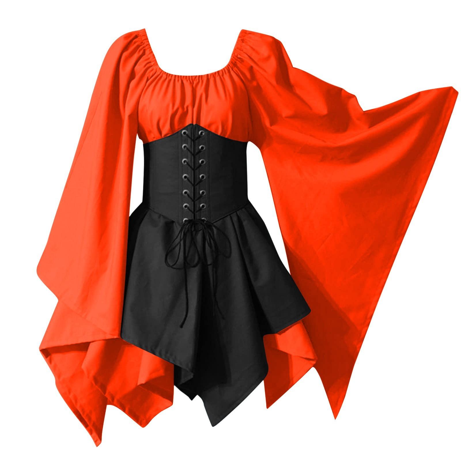 

Женское модное винтажное платье с длинным рукавом, вечернее вечернее вечернее платье для косплея XXL оранжевый