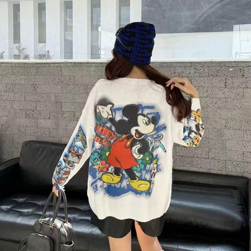 Sweet Cartoon Knit Sweater: Women's Plus Size, Long Sleeve, Korean College Style for Autumn/Winter