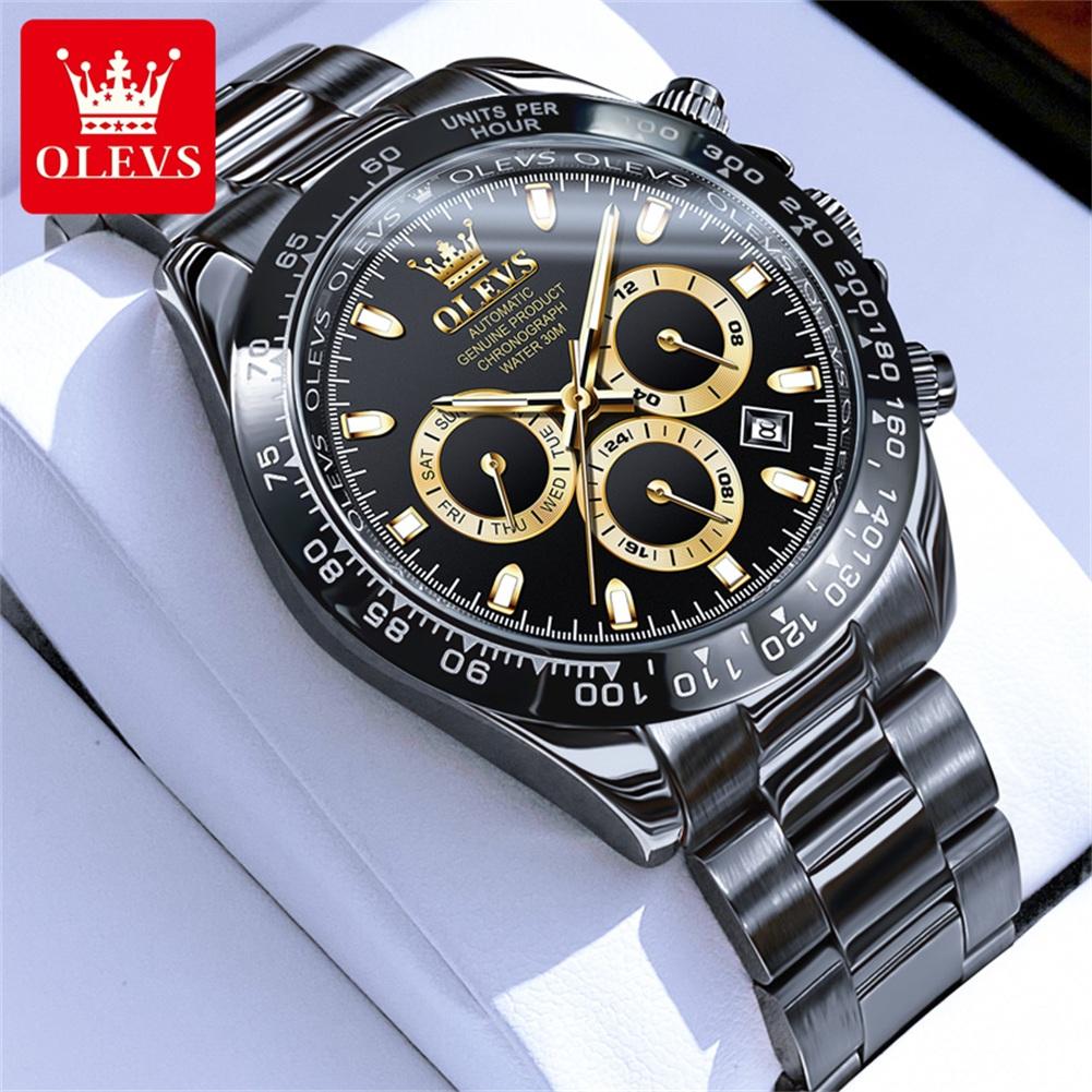 OLEVS 6638 Top Luxusmarke Automatische Uhr für Herren Wasserdicht Leuchtend Chronograph Kalender Original Gold Mechanische Armbanduhr