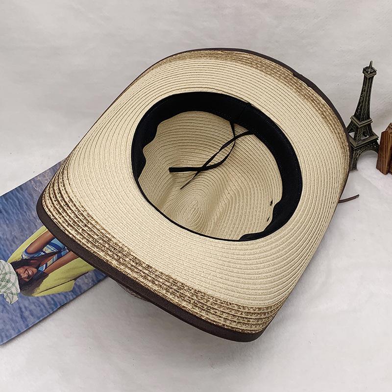 Spring And Summer Men'S And Women'S Western Denim Straw Straw Hat Shading Knight Hat Sun Hat