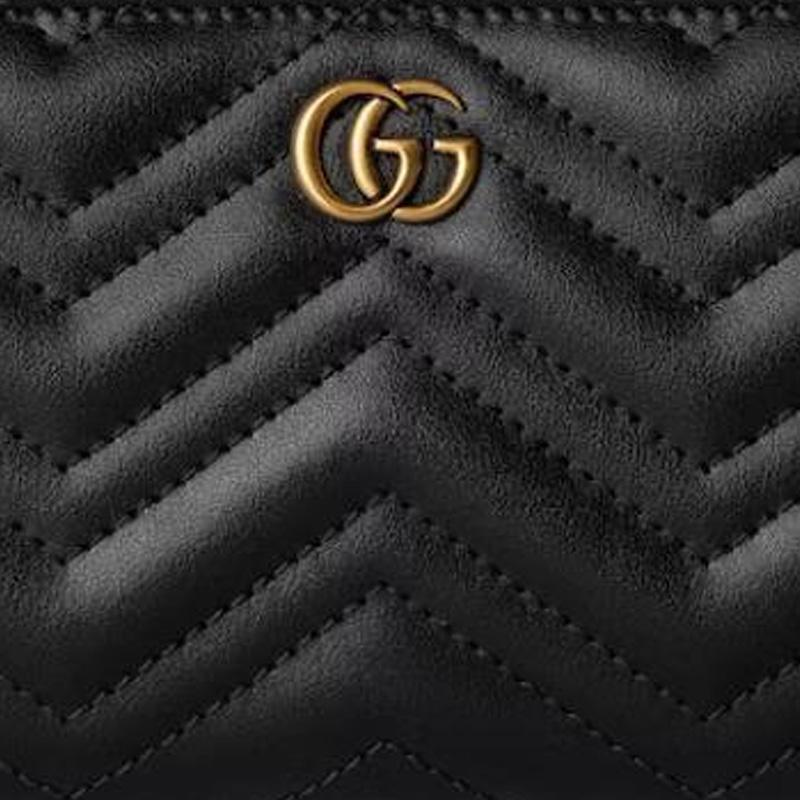 Gucci GG Marmont Letter Logo Solid Color Leather Wallet Women Wallet Black 781583-DTDHT-1000