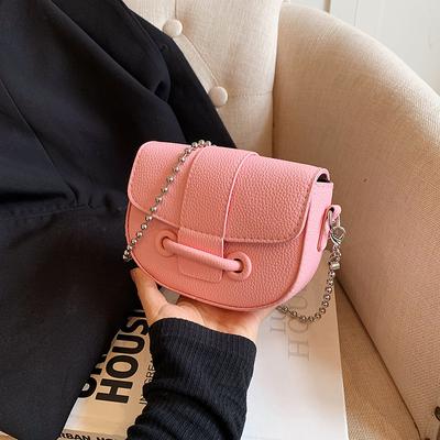 Mini Exquisite Small Bag Fashionable Foreign Style Saddle Bag High Texture Lychee Pattern Summer Chain Shoulder Messenger Bag