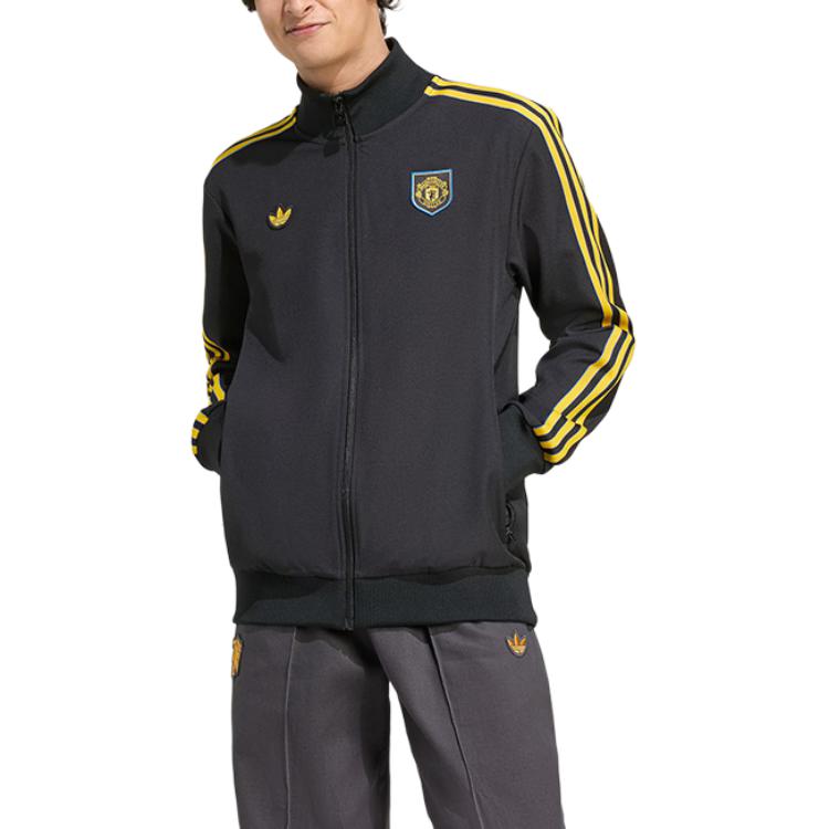 adidas Originals Manchester United Football Breathable Durable Slim Fit Striped Long Sleeve Jacket Men Jacket KC2810
