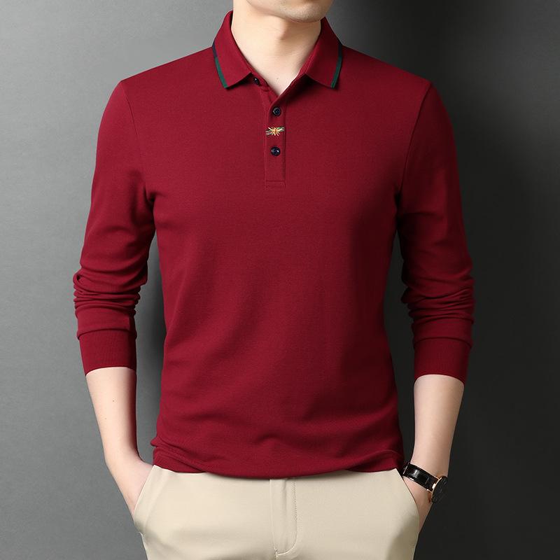 Cămăși POLO Brodate Noi de Primăvară și Toamnă pentru Bărbați Tineri și de Vârstă Mijlocie Topuri Casual Tricouri cu Mânecă Lungă pentru Bărbați