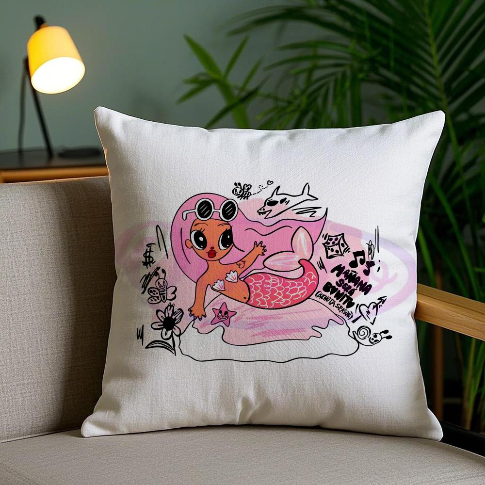 Cartoon Manana Sera K-Karol G Cushion Cover Soft Short Plush Double-Sided Printing Home Decor Machine Washable Pillow Case Gift
